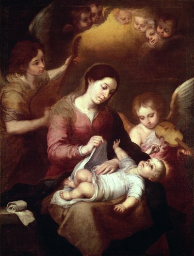 Madonna Wrapping the Christ Child in Swaddling Robes by Bartolomé Esteban Murillo